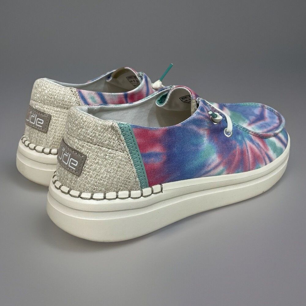 Hey Dude Wendy Rise Candy Tie Dye Slip-Ons Women's Sz 7 Pink Blue White New - Picture 3 of 9